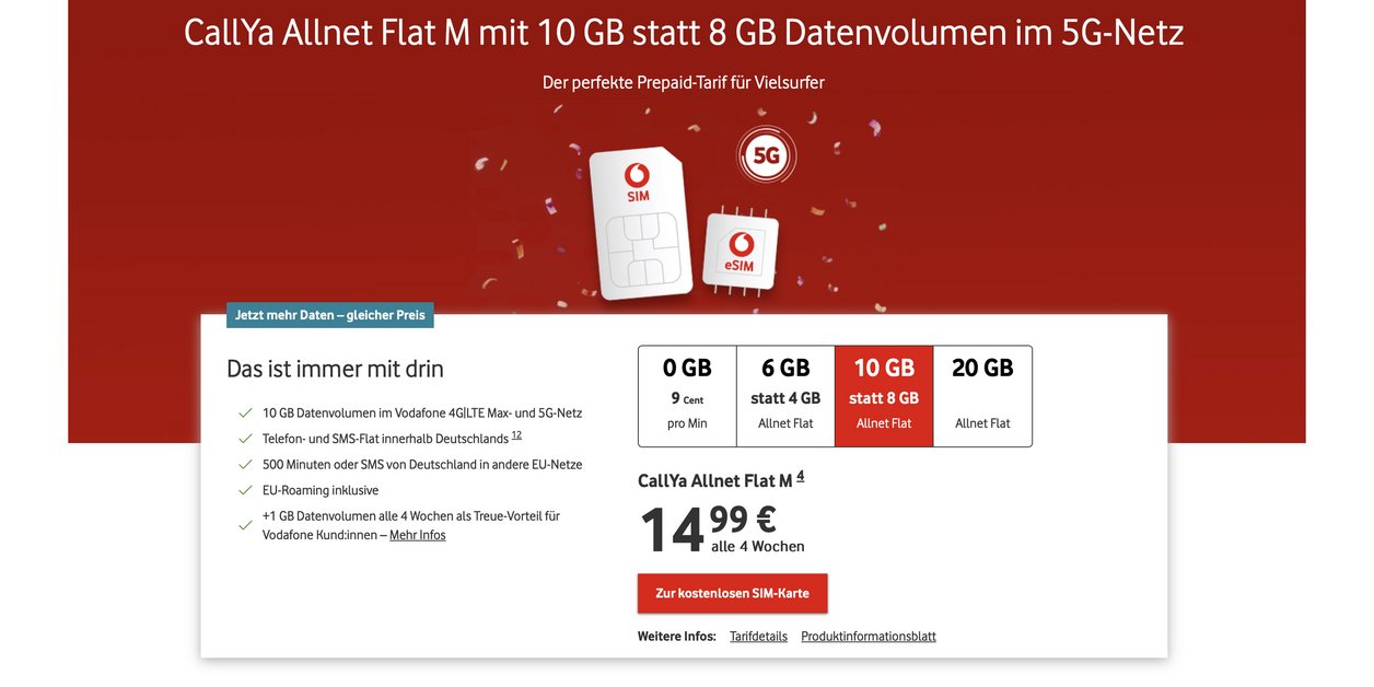 Vodafone Callya: Mehr Datenvolumen Zum Gleichen Preis